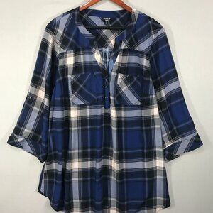 Torrid Blue Plaid Tunic Top